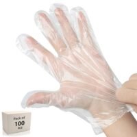 Robustt Disposable Hand Gloves - Transparent (100 Pcs) | Reusable, Anti Bacterial Food Safe Gloves For?