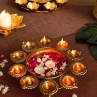 Diya Urli Diya & Flower Floating Decorative Bowl for