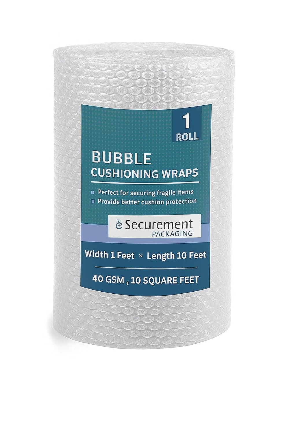Bubble Wrap Roll, Heavy Duty 40 GSM, Clear, Packaging Cushioning for Fragile Items (1, 1FTx10FT)