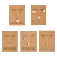 Shining Diva 5-Piece Heart & Butterfly Necklace Set