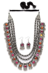 Shining Diva Oxidised Tribal Necklace Set
