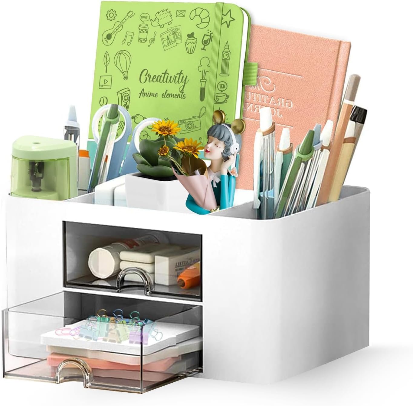 Shuttle Art Desk Organizer with 2 Drawers | Multi-Functional Stationery Holder for Office, Study Table?