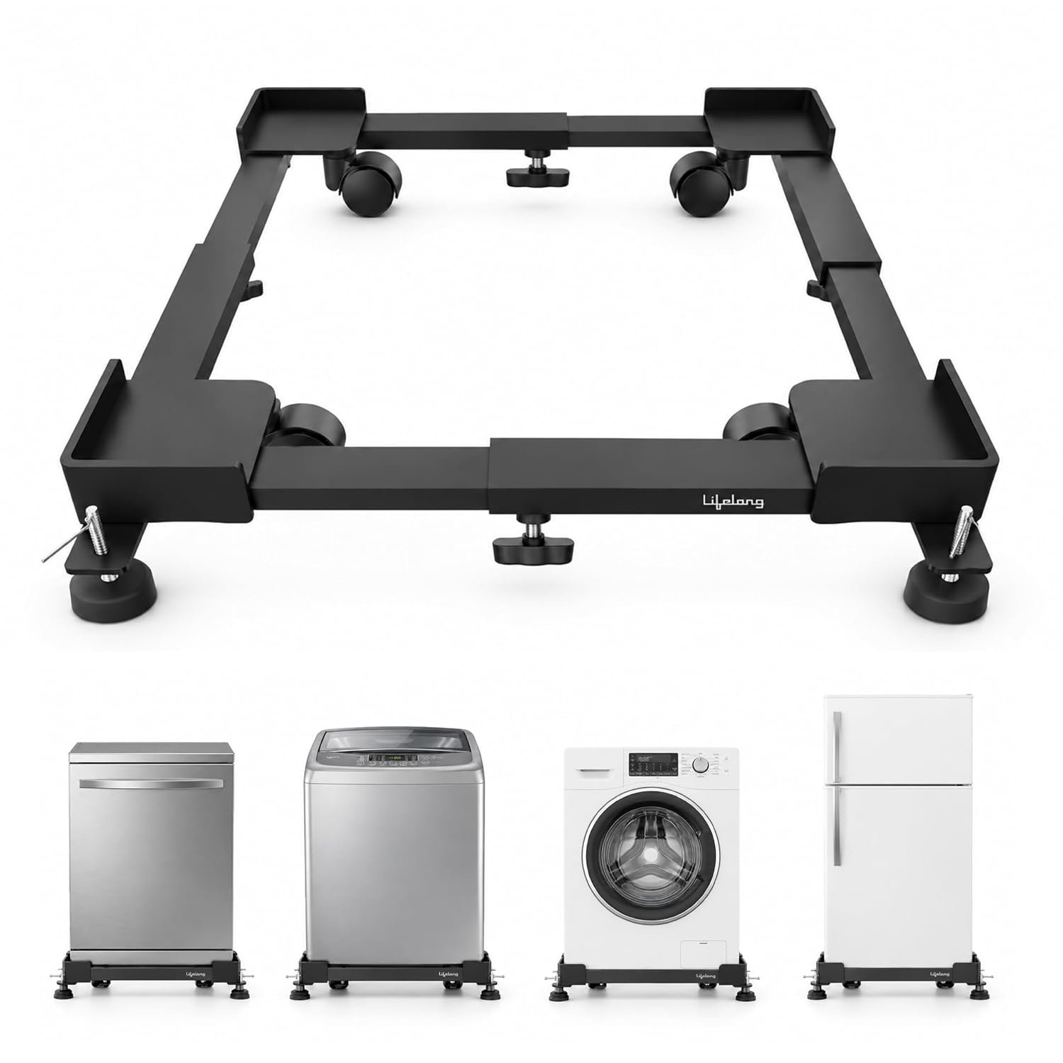 Lifelong Adjustable Washing Machine Stand with Wheels,