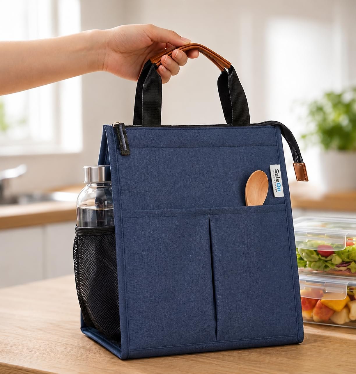 SaleOn Insulated Lunch Bag, Navy Blue