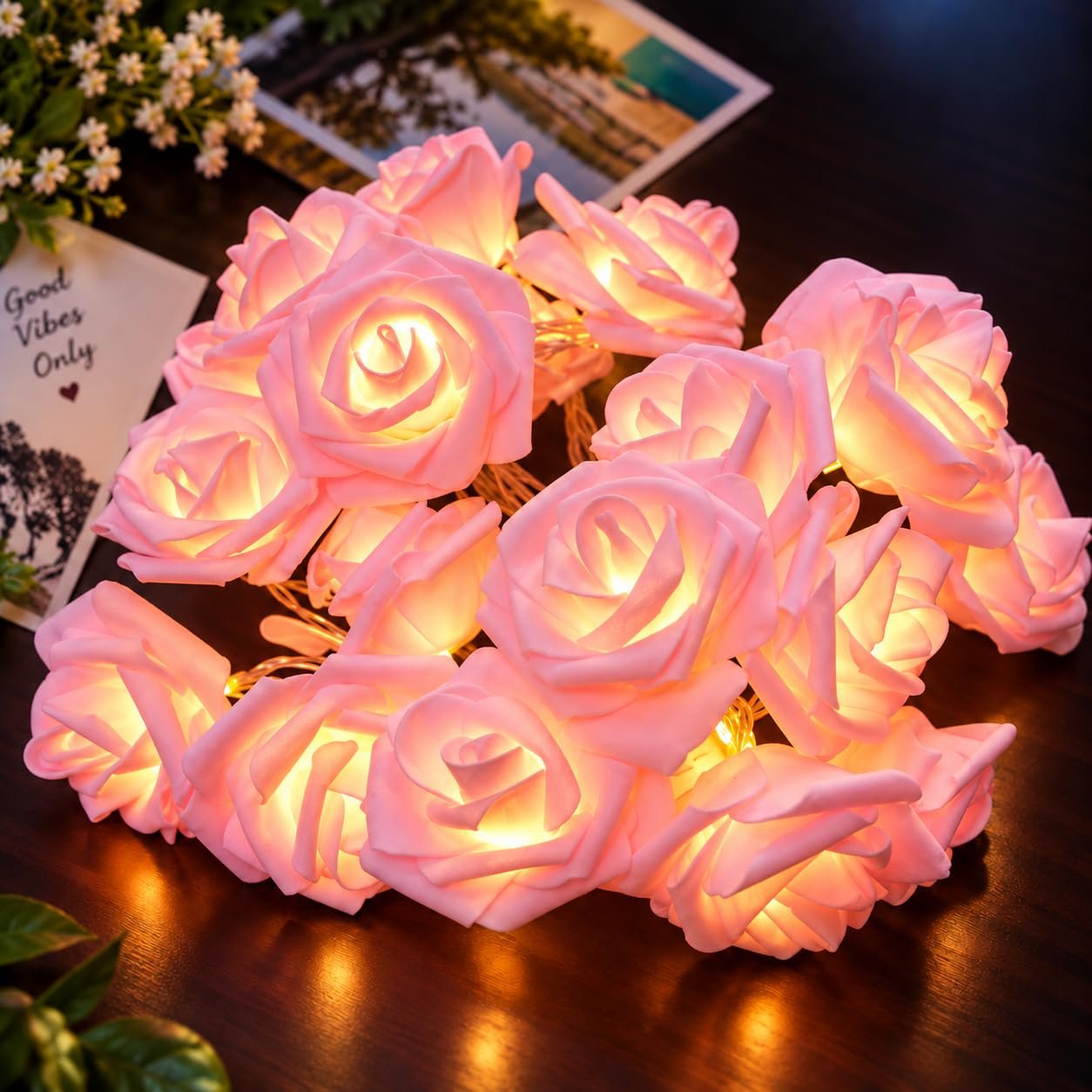 Gesto Pink Rose Fairy Lights 10ft