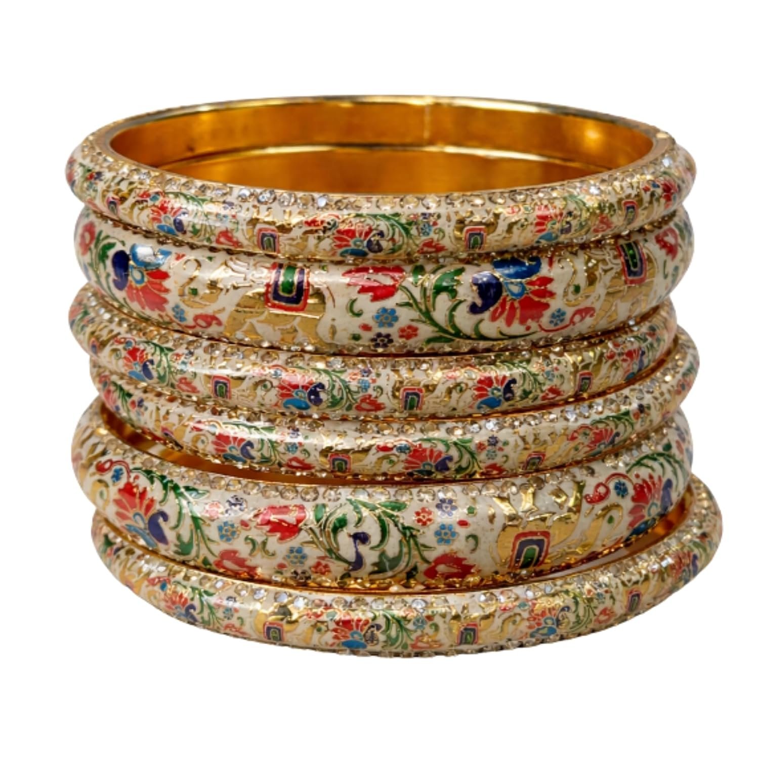 Handmade Meenakari Elephant Design Lac Bangles
